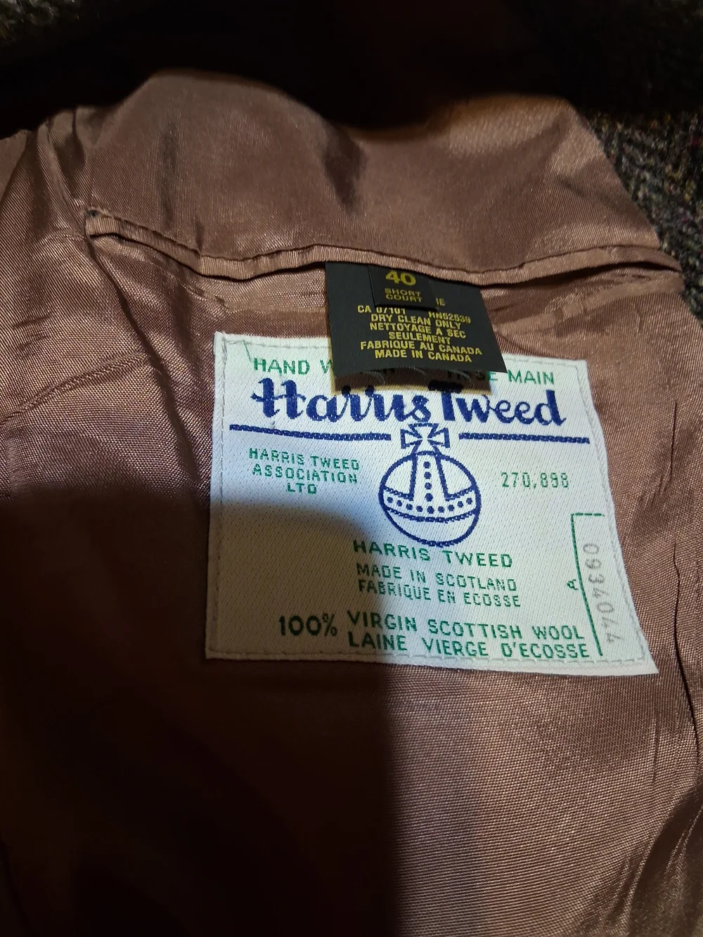 Harris Tweed 40R Men's Brown Herringbone Sport Coat Blazer Wool